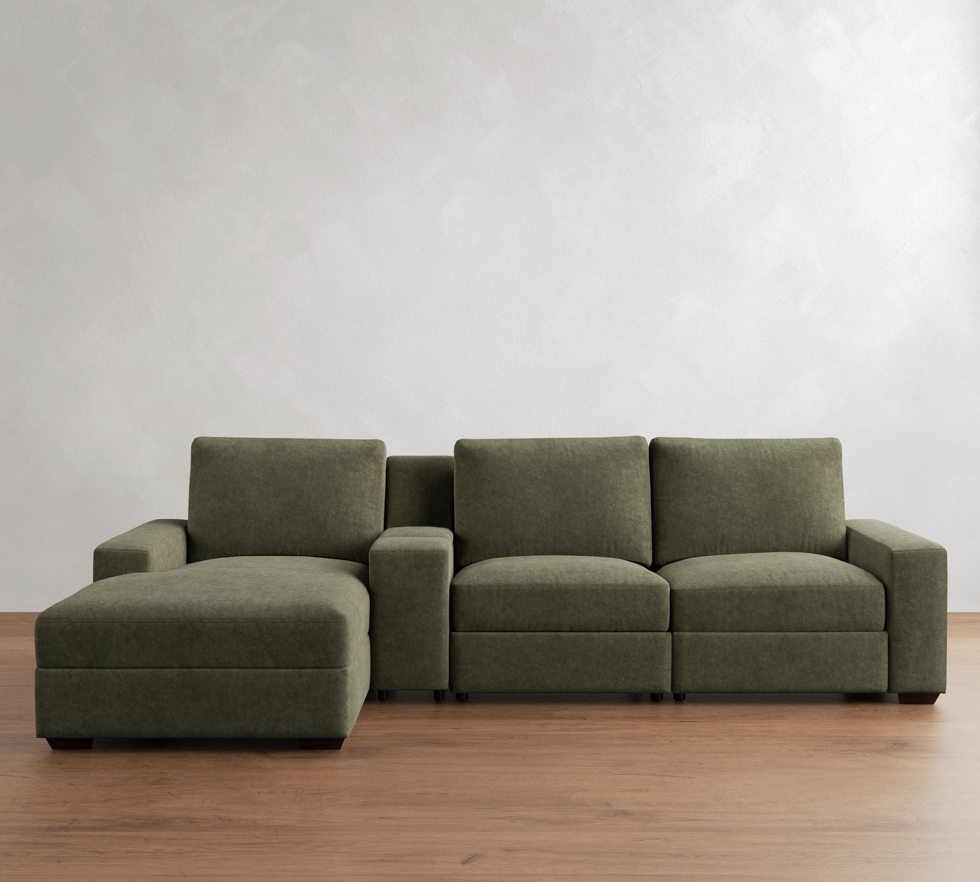 Big Sur Square Arm Leather Power Reclining Chaise Sectional (114"-126")