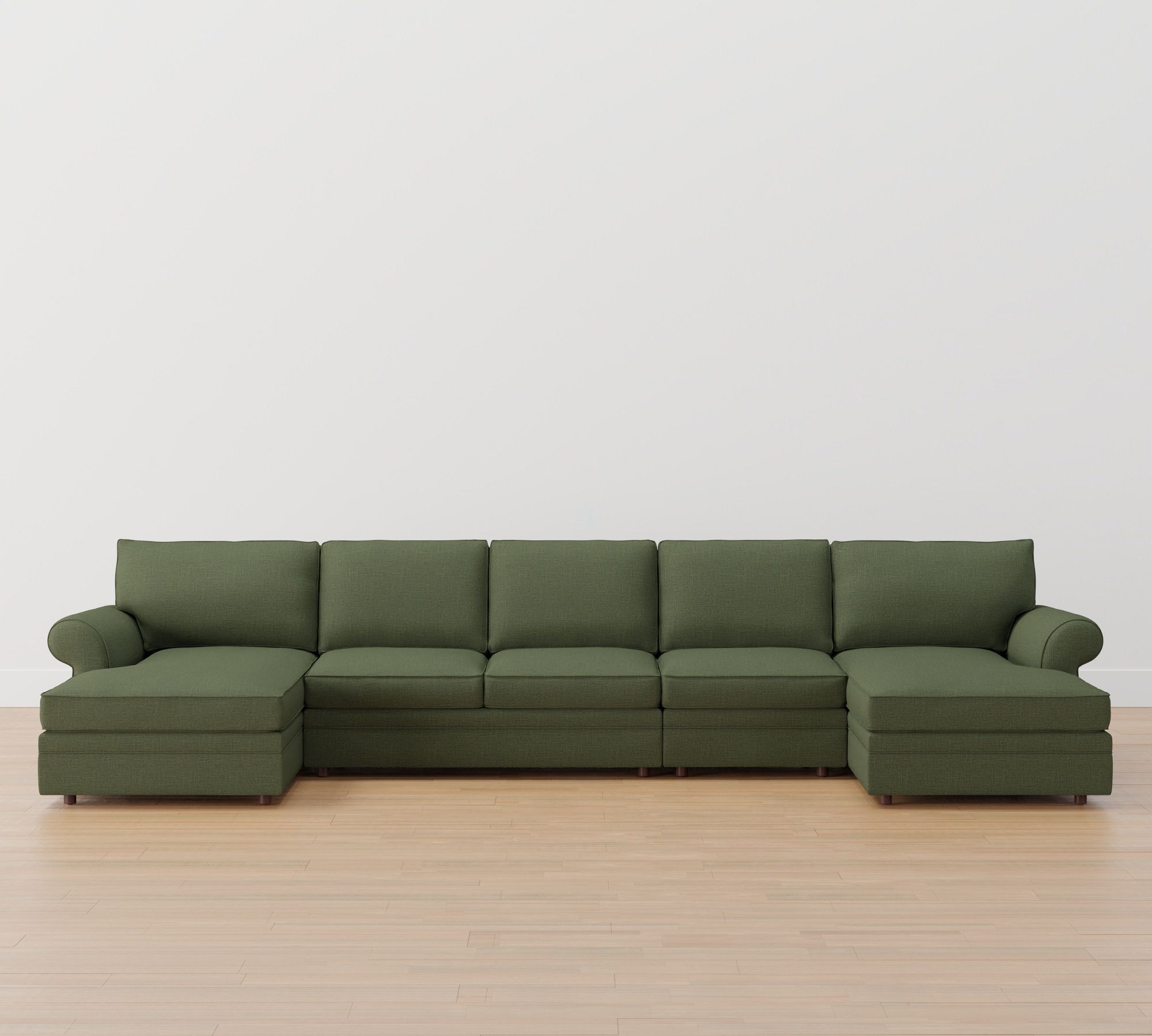 Pearce Roll Arm 4-Piece Double Chaise Sectional (166")