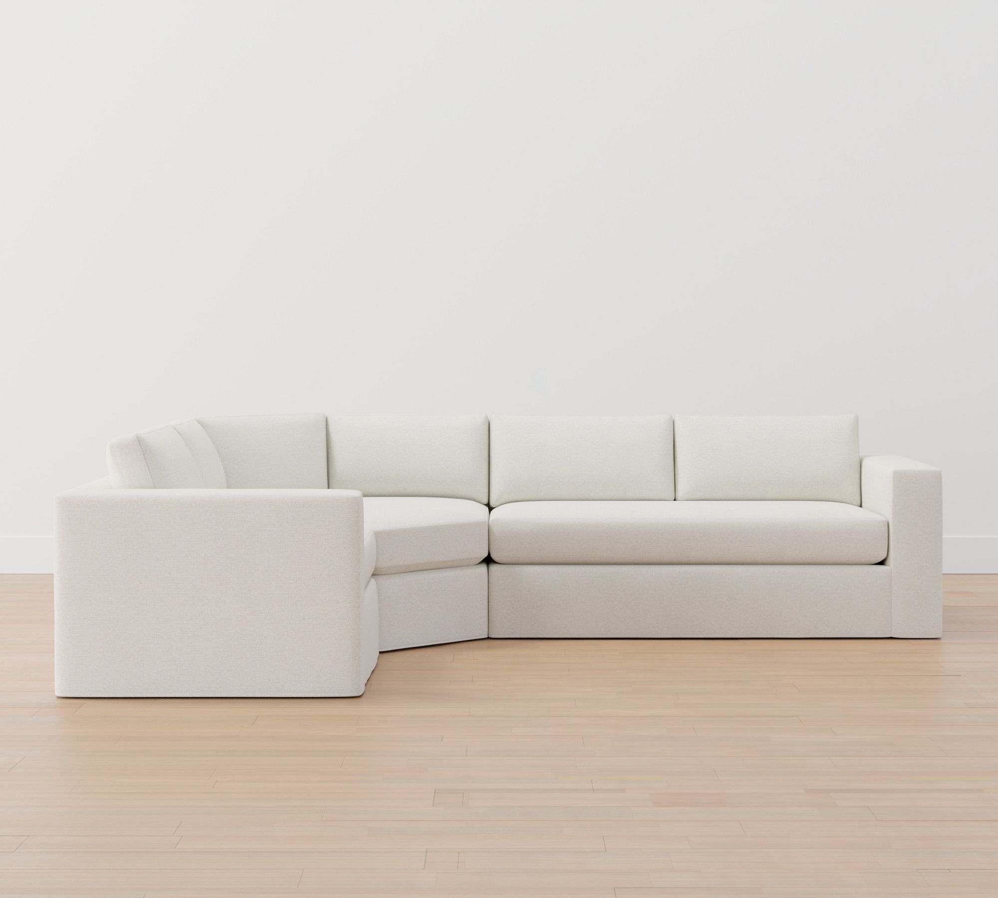 Carmel Wide Arm Slipcovered 3-Piece Wedge Sectional (123"&ndash;129")