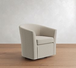 Open Box: Hyde Upholstered Swivel Armchair - Heathered Chenille Stone