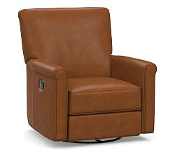 Open Box: Irving Roll Leather Grand Swivel Recliner without Nailheads - Signature Maple