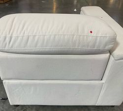 Open Box: Ultra Lounge Square Arm Left-Arm Recliner - Performance Heathered Basketweave Ivory, Brown