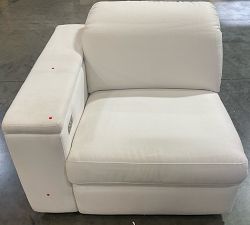 Open Box: Ultra Lounge Square Arm Left-Arm Recliner - Performance Heathered Basketweave Ivory, Brown