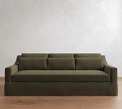Open Box: York Slope Arm Deep Seat Grand Sofa Replacement Slipcover Only (95"W, 3X1) - Performance Casual Chenille Dark Moss