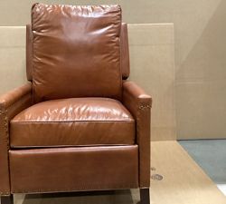 Open Box: Tyler Square Arm Manual Extra Tall Recliner with Nailheads (45") Legacy Dark Caramel, Espresso Legs