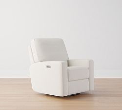 Open Box: PB Comfort Square Arm Swivel Glider Power Recliner - Performance Boucle Oatmeal