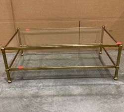 Open Box: Everson Rectangular Glass Coffee Table (52") - Antique Brass