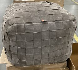 Open Box: Suede Basketweave Pouf (18"Sq, 14"H) - Brindle