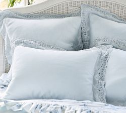 LoveShackFancy Belgian Flax Linen Sham with Lace Trim