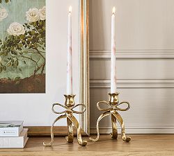 LoveShackFancy Figural Brass Ribbon Candle Holder