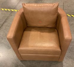 Open Box: Ayden Barrel Leather Swivel Armchair (32") - Churchfield Camel