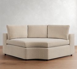 Open Box: Dream Upholstered Curved Wedge - Sunbrella® Performance Herringbone Oatmeal