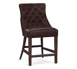 Open Box: Hayes Tufted Leather Counter Stool (25.5") - Statesville Espresso, Espresso Finish
