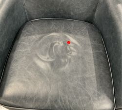 Open Box: Irving Roll Arm Leather Swivel Armchair without Nailheads (33") - Statesville Indigo