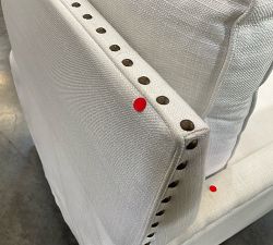 Open Box: Tyler Square Arm Swivel Glider Manual Recliner with Nailheads - Basketweave Slub Ivory