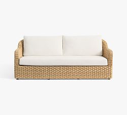 Open Box: Boca Wicker Outdoor Sofa with High Performance Cushion Cover (81") - Natural