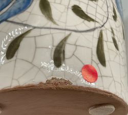 Open Box: Handcrafted Bird Print Cachepot, Large (10"D x 8"H)