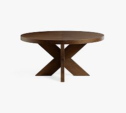 Open Box: Modern Farmhouse Round Pedestal Extendable Dining Table (60"-78") - Tahoe Brown,