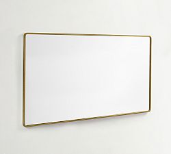 Open Box: Vintage Double Wide Rectangular Mirror, French Cleat Mount (60"L x 30"W) - Tumbled Brass