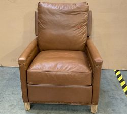Open Box: Tyler Square Arm Tall Recliner with Nailheads (41") - Vintage Caramel, Seadrift