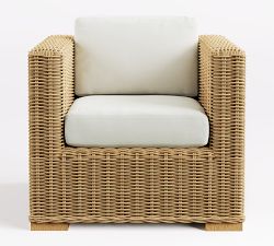 Huntington Wicker Square Arm Outdoor Lounge Chair