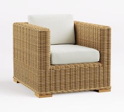 Huntington Wicker Square Arm Outdoor Lounge Chair