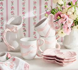 LoveShackFancy Bow Stoneware Appetizer Plates - Set of 4