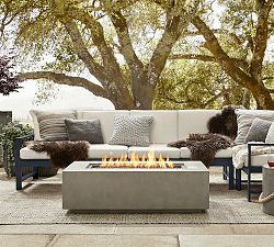 Burrows Steel Rectangular Propane Fire Pit Table with Lid Cover (42"-70")