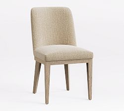 Open Box: Layton Upholstered Side Dining Chair - Performance Heathered Basketweave Oatmeal, Seadrift Legs