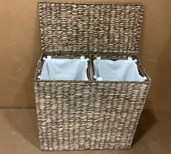 Open Box: Seagrass Handcrafted Divided Hamper - Gray Wash