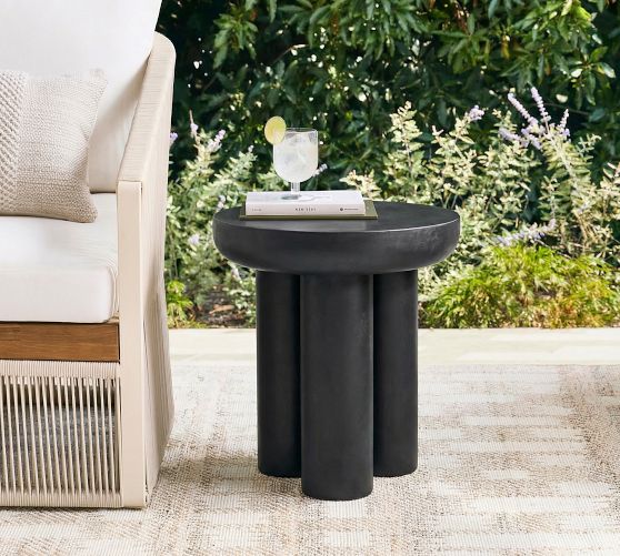 Alina Concrete Round Side Table (20") by Pottery Barn