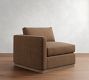 Build Your Own Carmel Slim Arm Wood Base Leather Sectional