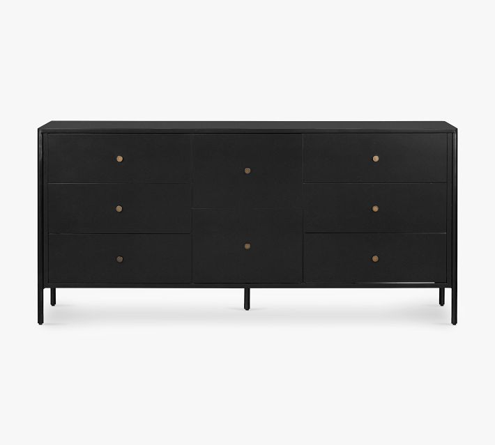 black horizontal dresser Signature Design by Ashley 6-Drawer Shay Dresser, Black main image 1