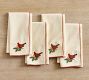 Cardinal Embroidered Cotton/Linen Napkins - Set of 4
