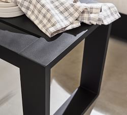 Malibu Metal Rectangular Outdoor Coffee Table with Nesting Stools (48")