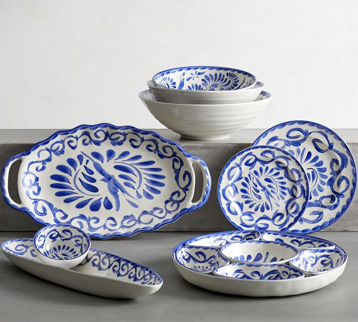 Puebla Porcelain Pasta Bowls - Set of 4 | Pottery Barn