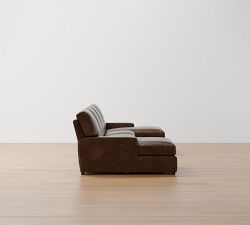 Turner Square Arm Leather Power Reclining Double Chaise Sectional (105"&ndash;117")