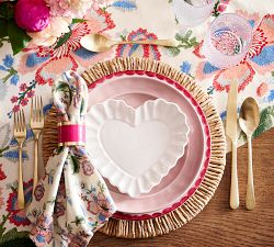 Heirloom Scalloped Heart Stoneware Appetizer Plates - Set of 4