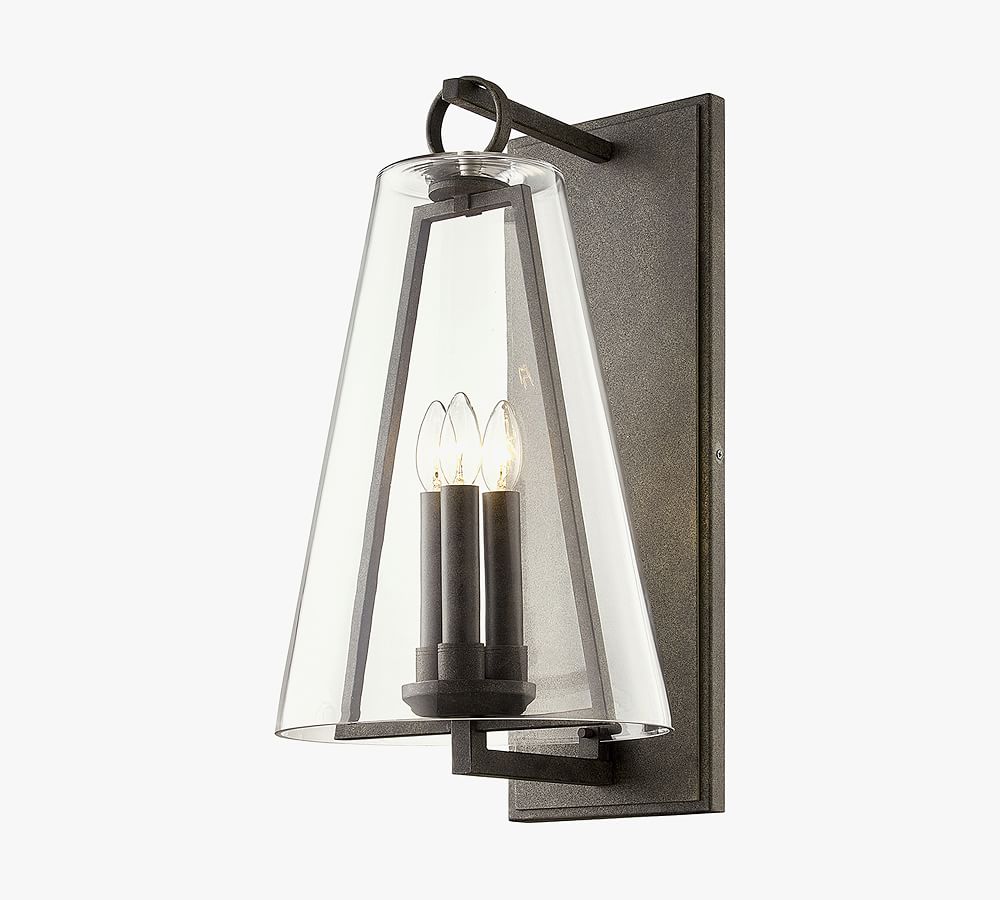 Catri Outdoor Iron & Glass Sconce (16''-23") by Pottery Barn