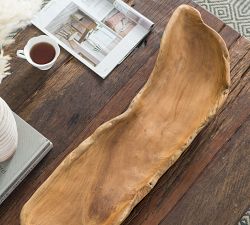 Handcrafted Organic Edge Teak Decorative Tray