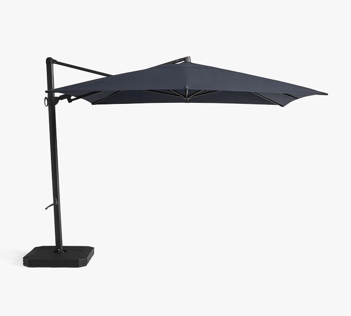 cantilever patio umbrella pier one JONATHAN Y Beverly 9 ft. Designer Scalloped Fringe Half Market with Crank and Push Button Tilt in Light Blue/White 250GSM polyester UV Protection Freeport 11' Octagonal Cantilever with