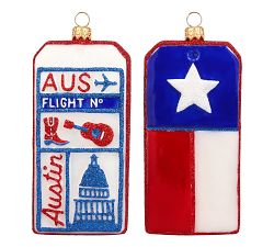 Handmade Heirloom Destination Luggage Tag Ornaments