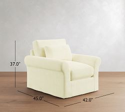 PB Comfort Modern Roll Arm Deep Seat Slipcovered Chair