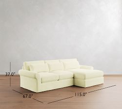 PB Comfort Modern Roll Arm Deep Seat Slipcovered Chaise Sectional (105"-131")