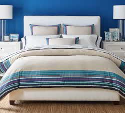 Harbor Striped Border Cotton Linen Blend Sham