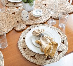 Circular Hand-Braided Jute Placemats - Set of 4