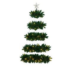 Faux Lit Wall Hanging Christmas Tree