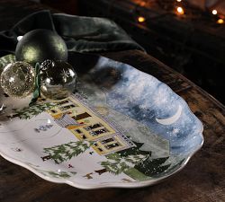 Nutcracker Handcrafted Stoneware Land of Snow Oval Platter