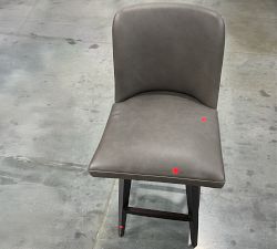 Open Box: Layton Leather Swivel Stool, Bar Stool, 31.5" - Gravel Graphite, Mahogany Legs