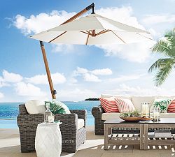Premium 11' Round Cantilever Sunbrella® Umbrella &ndash; Eucalyptus Frame​